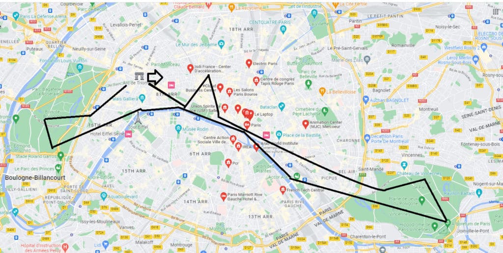 carte du marathon de Paris